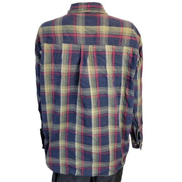 Vintage 90s Plaid Long Button Shirt Women XL Collar Top Work Casual 14 16 Spring - Picture 5 of 16